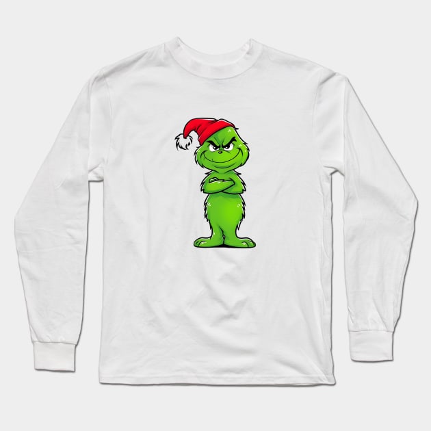 "Grinch Cartoon Full of Christmas Cheer" Long Sleeve T-Shirt by ragil_studio